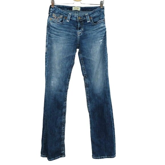 Big Star Maddie Boot Women 27L 27 Long Distressed Destroyed Denim Jeans Pants - Picture 1 of 12
